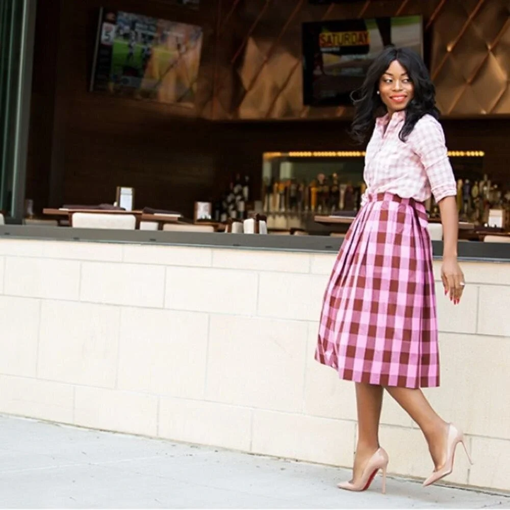 J.Crew Pink Gingham Plaid Bow Skirt Top Matching Set 4